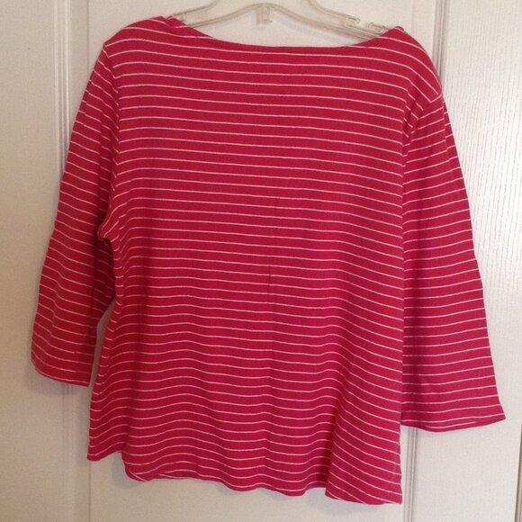 Studio Works Women's Size XL Pink Stripped Top T-Shirt 3/4 Sleeves - Picture 5 of 8